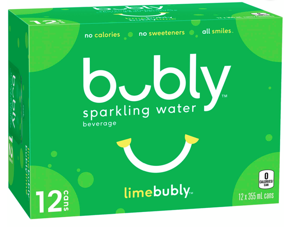 Bubly Sparkling Water Lime Sparkling Water Beverage, 12 Pack Prepared in Canada Soda Beverage