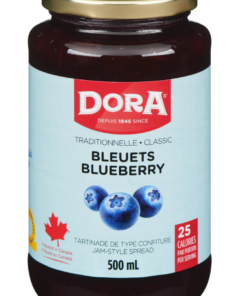 Dora Brand Jam-Style Spread Blueberry, 500 mL Breakfast Made in Canada Pantry Glass Jar Canned