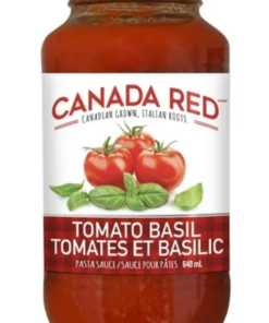 Canada Red Brand Tomato Basil Pasta Sauce, Canadian Pasta Sauce (640ml) Made in Canada Glass Jar Spaghetti Pantry