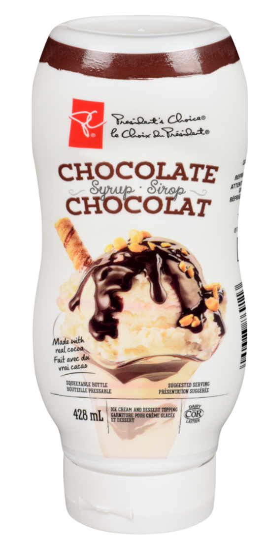 President's Choice Brand Ice Cream Chocolate Syrup 428 mL Prepared in Canada Pantry Staple