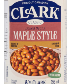 Clark Brand Canadian Made Baked Beans Maple Style, 398 mL Maple Bean Meal Food Metal Can Pantry