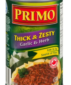Primo Thick & Zesty Garlic and Herb Sauce 680 mL Pasta Sauce Canada Made Brand Spaghetti Sauce