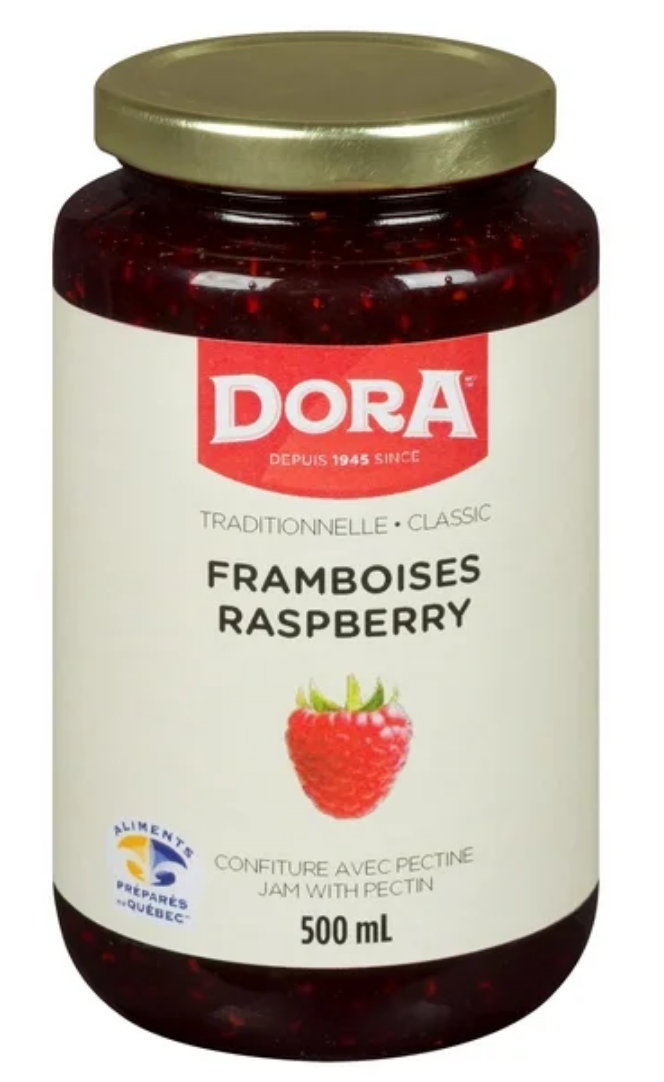 DORA CLASSIC RASPBERRY JAM WITH PECTIN, DORA RASPBERRY JAM 500ML Made in Canada Jam Spread