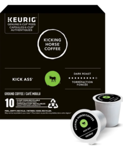 Kicking Horse Kick Ass, Dark Roast, K-Cup Breakfast Coffee Pods, 10 Count, Canadian Company Popular Pantry
