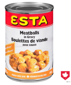 Esta Meatballs in Gravy, 410-g Quebec Brand Made in Canada Canned Meat in Gravy Pantry Dinner
