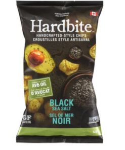 HARDBITE Canadian Brand Gluten Free Black Sea Salt Flavored Handcrafted Style Chips 128 g Snack Chips Pantry