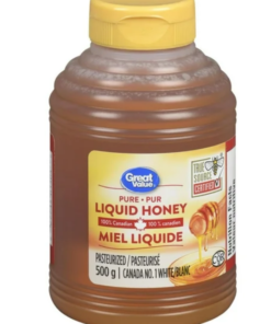 Great Value Pure Liquid Honey, 500 g Canadian Brand Pasteurized Liquid Honey Sugar Substitute