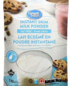 Great Value Brand Instant Skim Milk Powder, 1 KG Packaging Baking Cooking Coffee Made in Canada Pantry