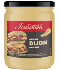 Irrésistible Brand Dijon Mustard 500 mL Made in Canada Pantry Staple Glass Jar Mustard for Sandwich Hotdog Food