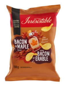 Irrésistible Brand Limited Edition Bacon and Maple Old-Fashioned Chips 130 g Chips Snack Made in Canada Pantry