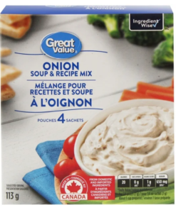 Great Value Brand Onion Soup & Recipe Mix, 113 g Made in Canada Ready Made Mix 4 Sachets Canadian Pantry Meal
