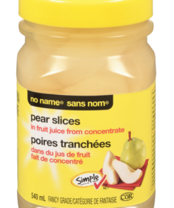 No Name Brand Sliced Pears in Fruit Juice from Concentrate 540 mL Plastic Bottle Canned Goods Fruit Slices Made in Canada