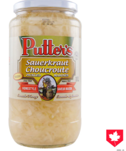 Putter's Sauerkraut, 1-L Made in Canada Canadian Pickled Brand Sauerkraut for Sandwich, Burgers Fermented