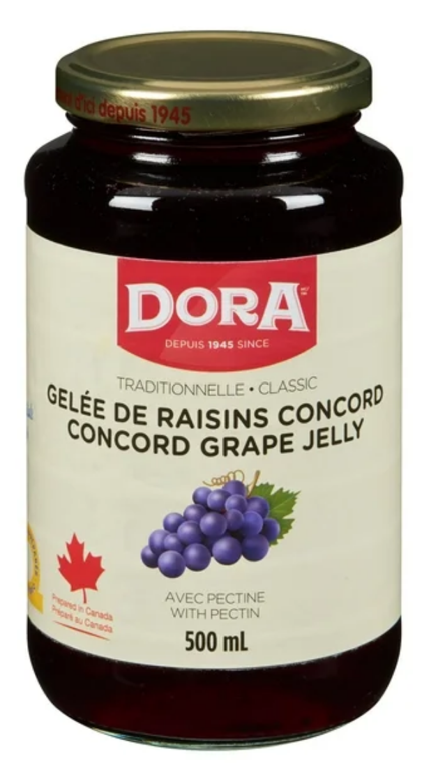 DORA Concord Grape Jelly 500ml Prepared in Canada Bread Spread Jam Jelly for Bread Breakfast
