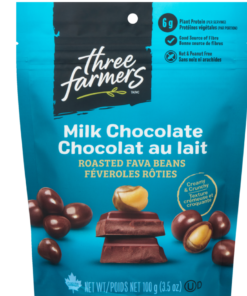 Three Farmers Brand Roasted Fava Beans Milk Chocolate 100g 6g Protein Healthy Snack Chocolate Canadian Pantry