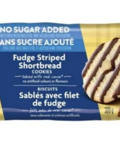 Voortman No Sugar Added Fudge Striped Shortbread Cookies, 320 g Made in Canada Snack Tea Cookie